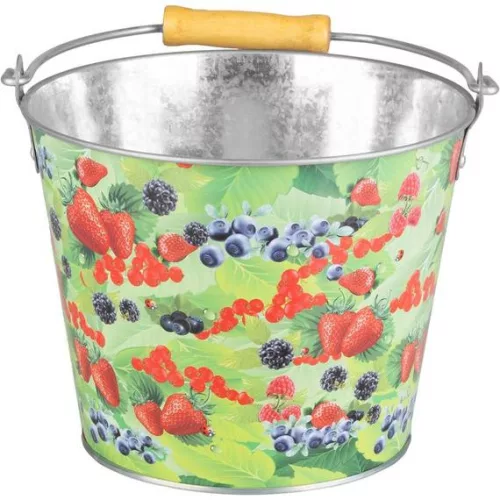 Vödör 5 L, fém, virág/gyümölcs mintával