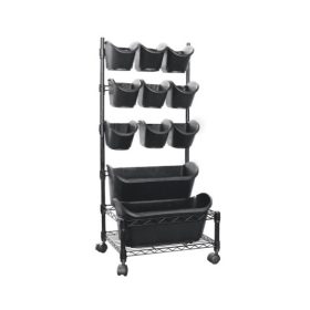   Nature függőleges kerti mobilszett 97x44x32,5 cm (9*0,9 literes cserepet, 2*5,4 literes ültetővályút, görgős fémrácsot tart.)