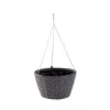Virágtartó függőkosár, rattan szürke H22x35cm