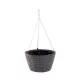 Virágtartó függőkosár, rattan szürke H22x35cm