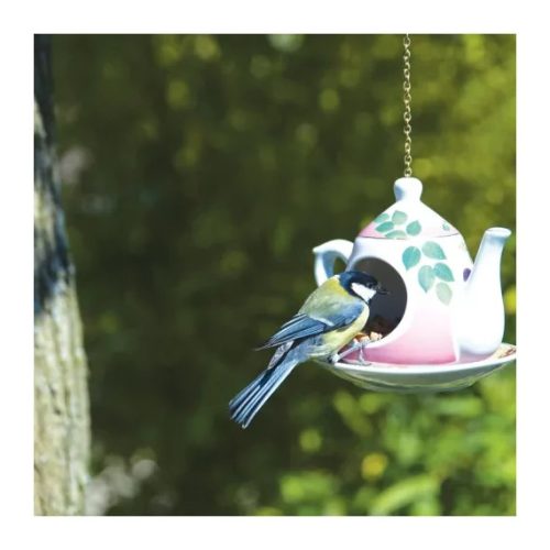 Teáskanna formájú porcelán madáretető, vegyes színek