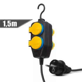   Delight KÜLTÉRI ELOSZTÓ 2-ES FEDÉLLEL 1,5 M, GUMI, IP44 20223D