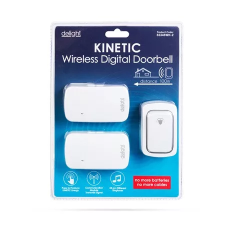 Delight DIGITÁLIS ELEM- ÉS VEZETÉK NÉLKÜLI CSENGŐ - KINETIC - 2 BELTÉRI - FEHÉR 55345WH-2