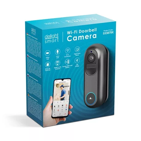 Delight Smart SMART WI-FI-S VIDEÓ KAPUTELEFON AKKUMULÁTOR, KÜLSŐ 55387BK