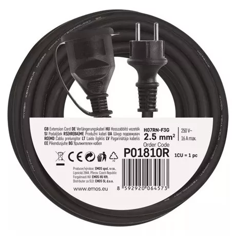 Emos KÜLTÉRI HOSSZABBÍTÓ 10 M / 1 ALJZAT / 250 V / 2,5 MM2 P01810R