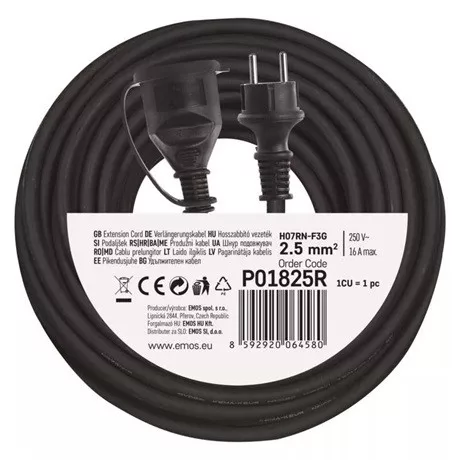 Emos KÜLTÉRI HOSSZABBÍTÓ 25 M / 1 ALJZAT / 250 V / 2,5 MM2 P01825R
