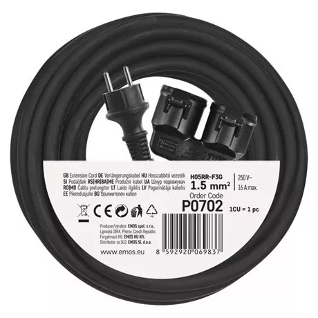 Emos KÜLTÉRI HOSSZABBÍTÓ 15 M / 2 ALJZAT / 250 V / 1,5 MM2 P0702