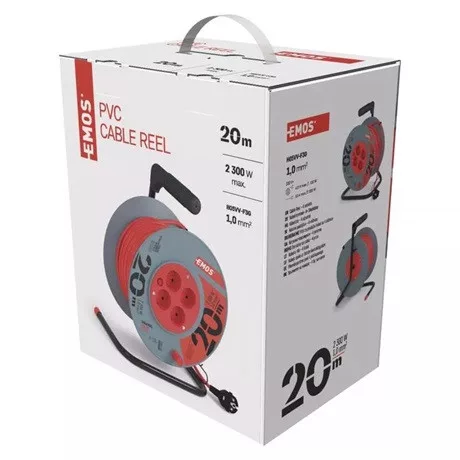 Emos KÁBELDOB 20 M / 4 ALJZAT / PIROS / PVC / 230 V / 1 MM2 P09220
