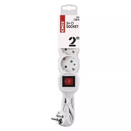 Emos HOSSZABBÍTÓ 2 M / 3 ALJZAT / KAPCSOLÓS / 1 MM2 P1322