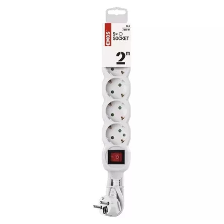 Emos HOSSZABBÍTÓ 2 M / 5 ALJZAT / KAPCSOLÓS / 1 MM2 P1522