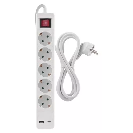 Emos HOSSZABBÍTÓ 3 M / 5 ALJZAT / KAPCSOLÓS / USB A + C / 1,5 MM2 P1523CU
