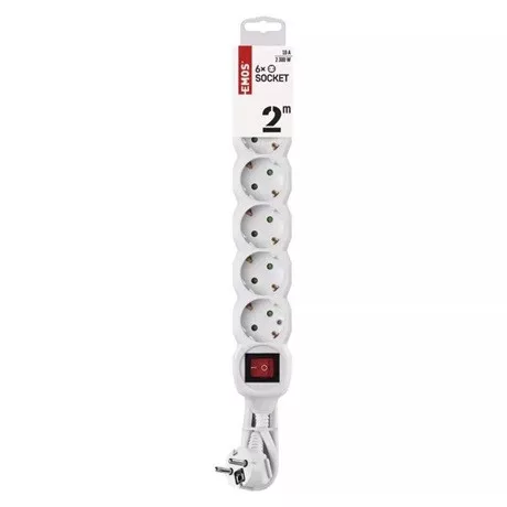 Emos HOSSZABBÍTÓ 2 M / 6 ALJZAT / KAPCSOLÓS / 1 MM2 P1622