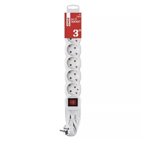 Emos HOSSZABBÍTÓ 3 M / 6 ALJZAT / KAPCSOLÓS / 1,5 MM2 P1623R