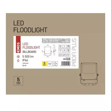 Emos Profi+ Led Reflektor Billboard 50W 5500Lm Ip66 Nw Zs1050B