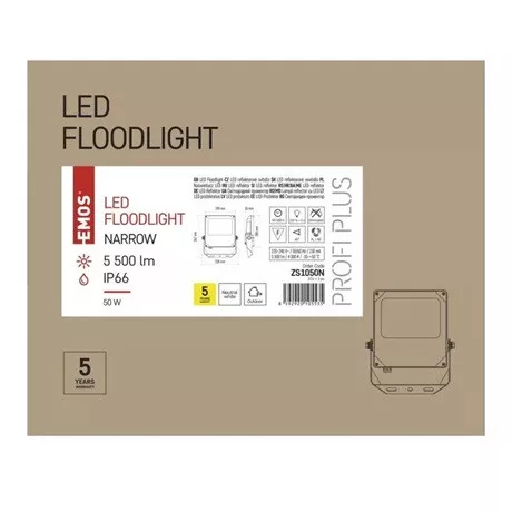 Emos Profi+ Led Reflektor Narrow 50W 5500Lm Ip66 Nw Zs1050N
