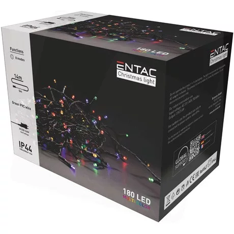 Entac KARÁCSONYI FÜZÉR IP44 180 LED SZÍNES ECL-180-MC