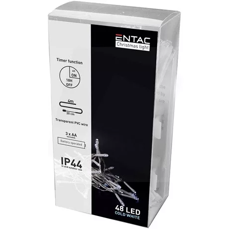 Entac KARÁCSONYI FÜZÉR IP44 48 LED 6400K ECL-48CW-T