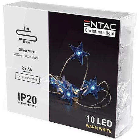 Entac KARÁCSONYI FÜZÉR KÉK CSILLAG 10 LED ECL-BS-10WW
