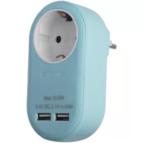   Entac HÁLÓZATI ADAPTER 1 FÖLDELT ALJZAT ÉS 2 USB (ÖSSZ. 2.1A) KÉK EPAG-1EE-2USB-B
