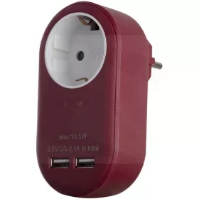   Entac HÁLÓZATI ADAPTER 1 FÖLDELT ALJZAT ÉS 2 USB (ÖSSZ. 2.1A) BURGUNDI VÖRÖS EPAG-1EE-2USB-BR
