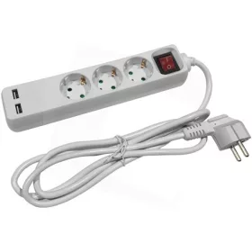   Entac ELOSZTÓ 3 FOGLALAT KAPCSOLÓVAL 1,5M 3G1,5 2 USB ESE1.5G3-1.5-SW-USB