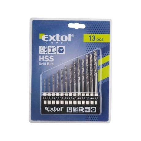 Extol Craft FÉMCSIGAFÚRÓ, 13DB, HSS, 1,5-6,5MM, 1/4" BIT BEFOGÁS, POLÍROZOTT, MŰANYAG TARTÓBAN 11140