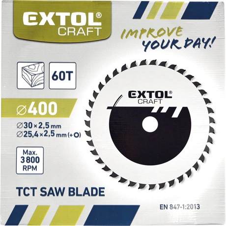 Extol Craft KÖRFŰRÉSZLAP, KEMÉNYFÉMLAPKÁS, 400×30MM(LYUK ÁTM), T60, 3,8MM 19122