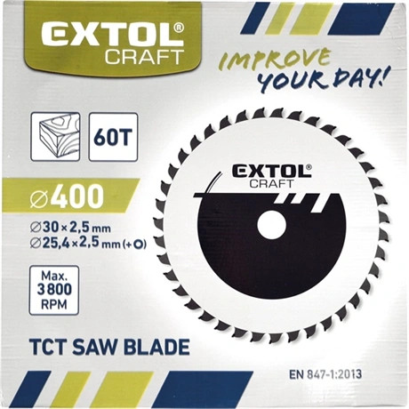 Extol Craft KÖRFŰRÉSZLAP, KEMÉNYFÉMLAPKÁS, 400×30MM(LYUK ÁTM), T60, 3,8MM 19122