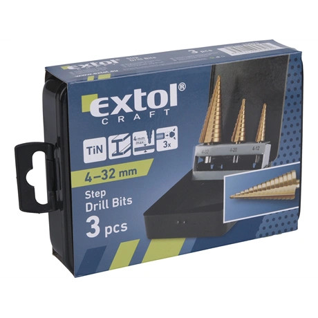 Extol Craft LÉPCSŐS FÉMFÚRÓ KÉSZLET 3DB (4-12MM/1MM LÉPCSŐK,4-20MM/2MM,4-32MM/2MM) 20090