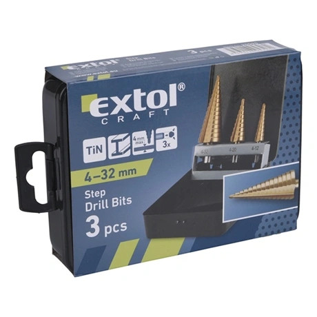 Extol Craft LÉPCSŐS FÉMFÚRÓ KÉSZLET 3DB (4-12MM/1MM LÉPCSŐK,4-20MM/2MM,4-32MM/2MM) 20090