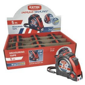   Extol Premium MÉRŐSZALAG, GUMÍROZOTT, MÁGNESES 3 STOPPOS, 5MX19MM 3125