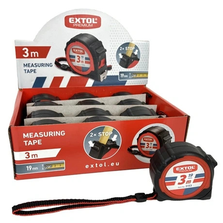 Extol Premium MÉRŐSZALAG, GUMÍROZOTT, 2 STOPPOS, 3M×19MM 3153