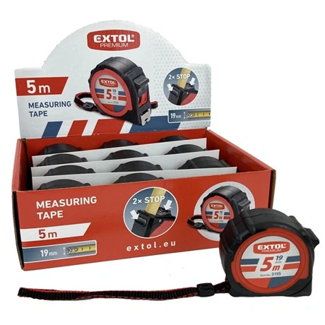 Extol Premium MÉRŐSZALAG, GUMÍROZOTT, 2 STOPPOS, 5M×19MM 3155
