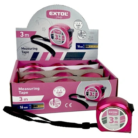 Extol Lady MÉRŐSZALAG, GUMÍROZOTT, 1 STOPPOS, RÓZSASZÍN, 3MX16MM, EXTOL LADY 3193