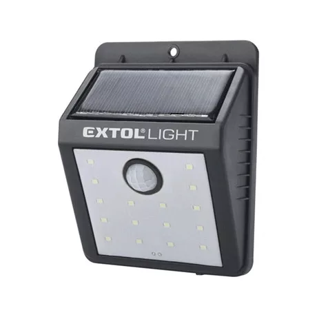 Extol Light LED LÁMPAÉJSZAKAI KÉSZENLÉTI  0.4W 16 LED 120LM 6500K NAPELEM+SZENZOR 1200MAH LI-ION AKKU 43130