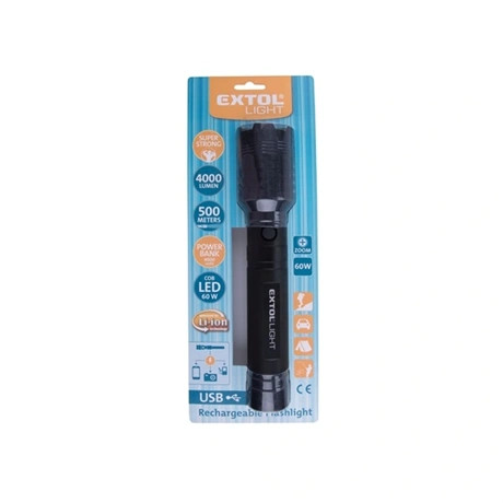 Extol Light ELEMLÁMPA, 60W COB LED, 4000 LM, LI-ION AKKUS, 4000 MAH, POWER BANK 43136