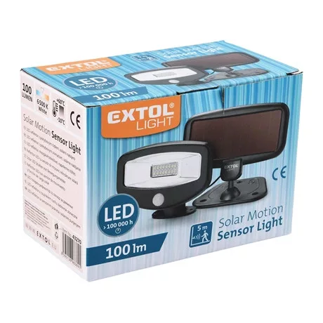 Extol Light LED LÁMPAÉJSZAKAI KÉSZENLÉTI  0.4W 16LED 100LM 6500K NAPELEM+SZENZOR 500MAH LI-ION AKKU 43270