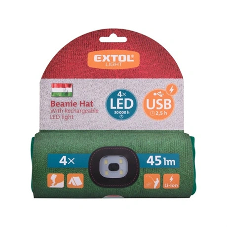 Extol Light SAPKA, PIROS/FEHÉR/ZÖLD, KÖTÖTT, KIVEHETŐ LED HOMLOKLÁMPÁVAL 43453