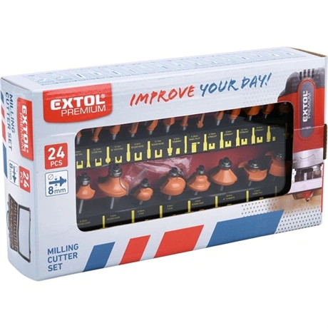 Extol Premium FELSŐMARÓ KÉSZLET 24DB (ALU KOFFERBEN), 8MM-ES BEFOGÁSSAL 44039