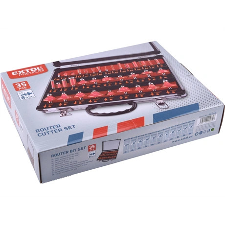 Extol Premium FELSŐMARÓ KÉSZLET 35DB, (ALU KOFFERBEN), 8MM-ES BEFOGÁS 44040