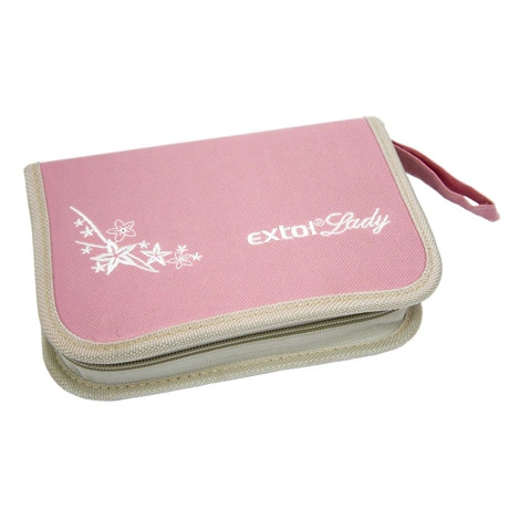 Extol Lady SZERSZÁMKÉSZLET, 23DB, 1/4"; EXTOL LADY, RÓZSASZÍN, 4 DUGÓFEJ (6-12MM), FOGÓK, CSAVARHÚZÓ MARKOLAT, MÉRŐSZALAG, BIT-EK 6595