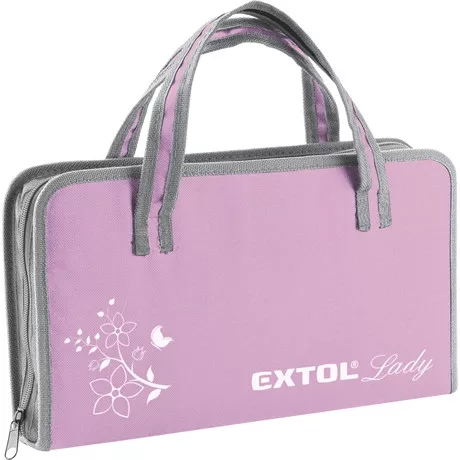 Extol Lady SZERSZÁMKÉSZLET, 39DB, RÓZSASZÍN, 8 DUGÓFEJ (5-14MM), FOGÓ, CSAVARHÚZÓK, KALAPÁCS, BIT-EK 6596