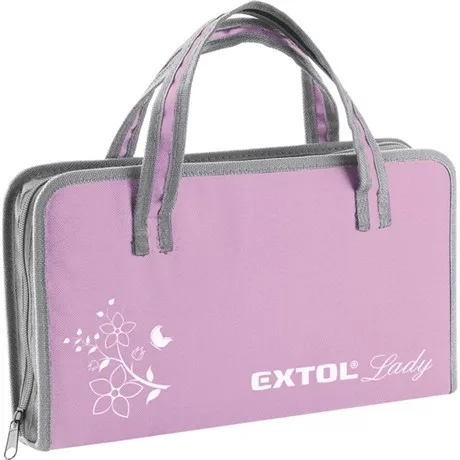 Extol Lady SZERSZÁMKÉSZLET, 39DB, RÓZSASZÍN, 8 DUGÓFEJ (5-14MM), FOGÓ, CSAVARHÚZÓK, KALAPÁCS, BIT-EK 6596