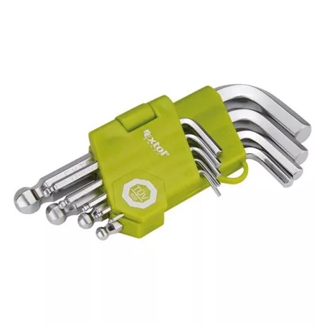 Extol Craft IMBUSZKULCS KLT., RÖVID, CR40 GÖMBFEJ, TÜV/GS, 9DB, 1,5-10MM, BLISZTEREN 66000