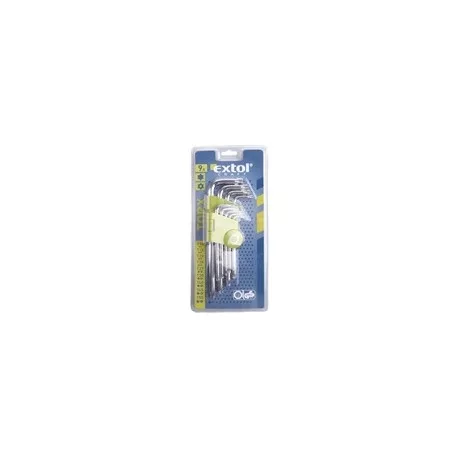 Extol Craft TORX KULCS, CR40. 9DB, EGYIK VÉGE LYUKAS, T10,15,20,25,27,30,40,45,50, BLISZTEREN 66011