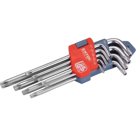 Extol Premium TORX KULCS KÉSZLET, CV. , 9DB, LYUKAS, T10,15,20,25,27,30,40,45,50, BLISZTEREN 6601
