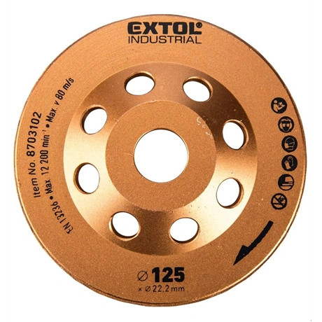 Extol Industrial GYÉMÁNTCSISZOLÓ KORONG, 125MM×22,2MM, TURBO/LAMELLÁS JELLEGŰ 8703102