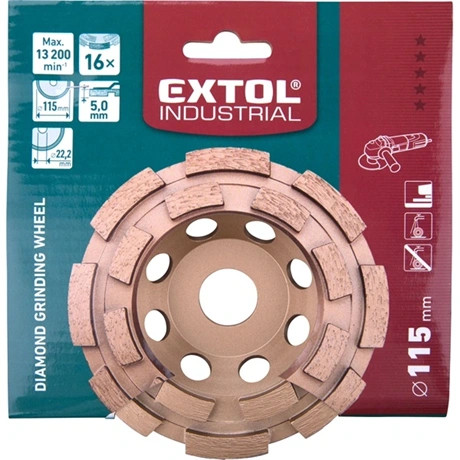 Extol Industrial GYÉMÁNTCSISZOLÓ KORONG, 115MM×22,2MM, KÉTSOROS 8703121