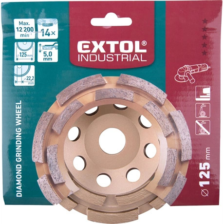 Extol Industrial GYÉMÁNTCSISZOLÓ KORONG, 125MM×22,2MM, KÉTSOROS 8703122