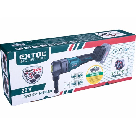 Extol Industrial FOLYAMATOS LEMEZLYUKASZTÓGÉP AKKUS 20V 2000MAH LI-ION 1DB AKKU+TÖLTŐ 8791830